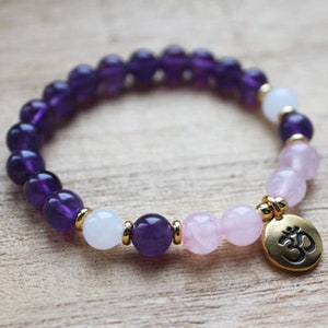 Purple Amethyst Rose Quartz Anxiety Relief Meditation Bracelet