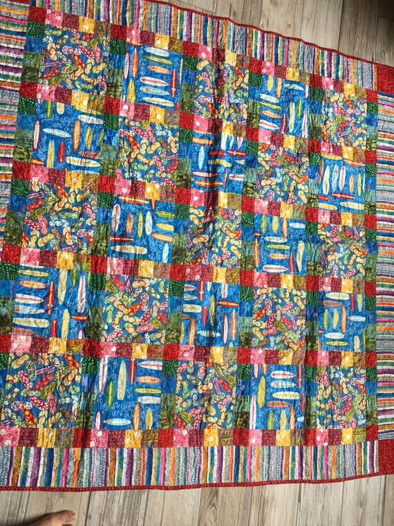 Surfboard Flip Flop Beach Quilt Etsy