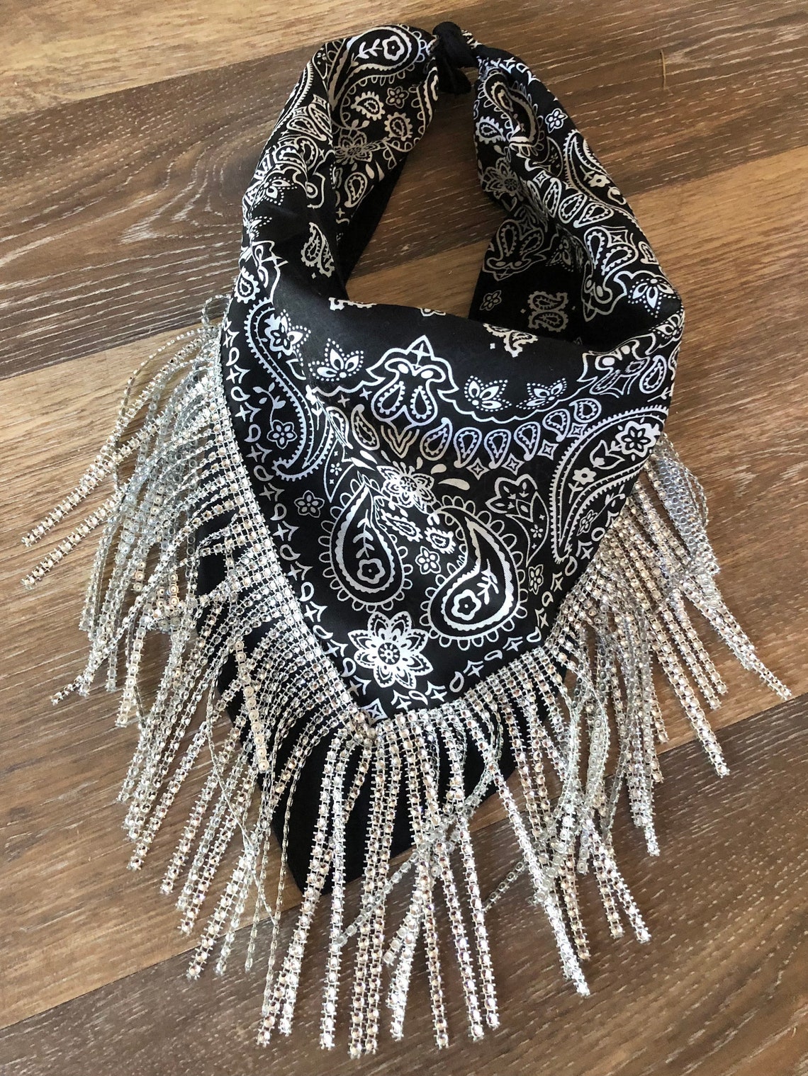 Rhinestone Fringe Bandana / USA Flag / Festival Fashion / Etsy