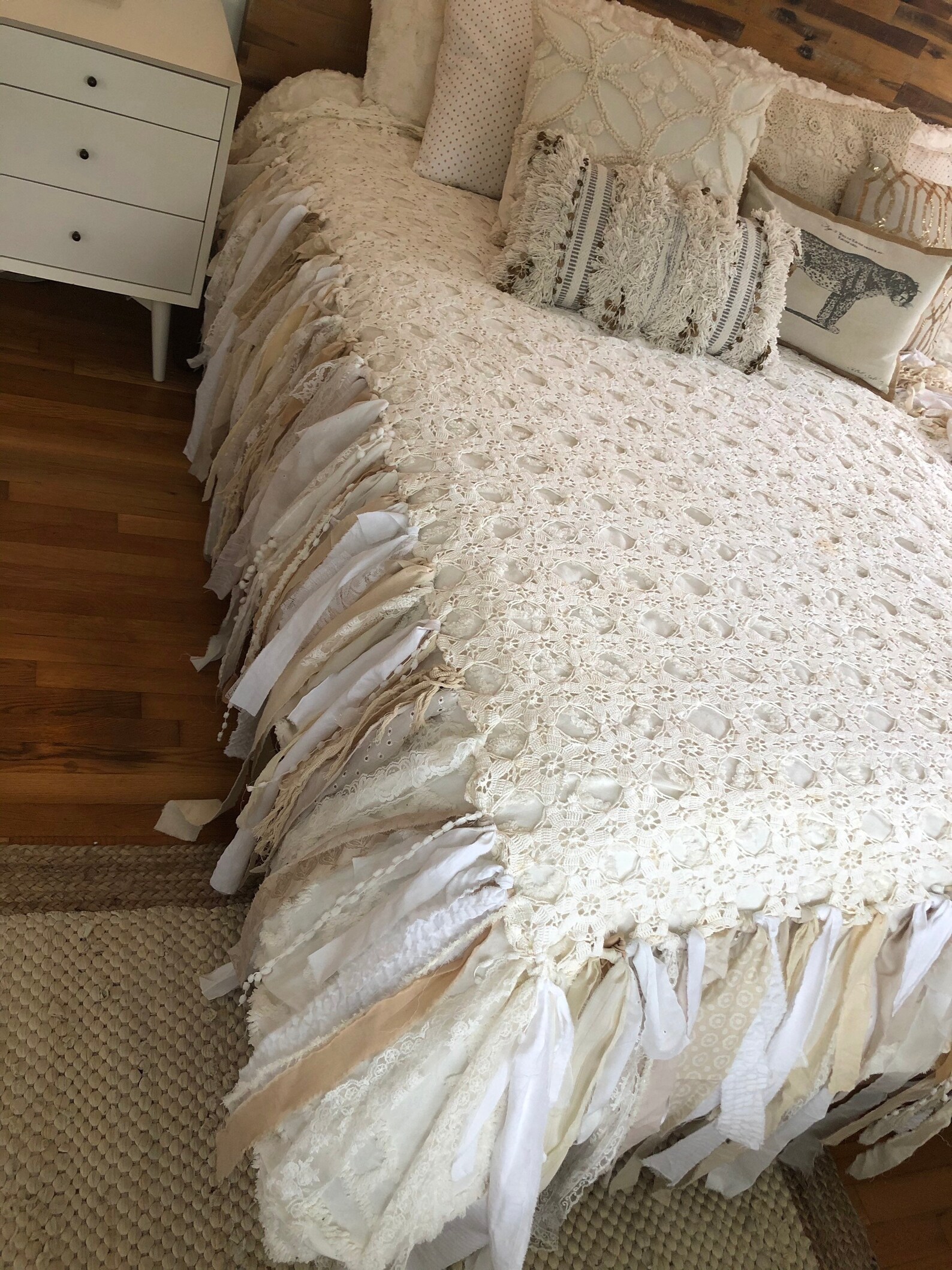 Boho Shabby Chic Bed Coverlet Bedspread Rustic Glam Bedding Etsy