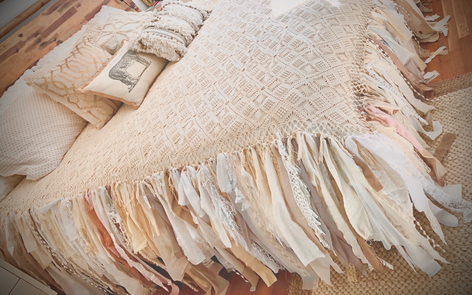 Boho Shabby Chic Bed Coverlet Bedspread Rustic Glam Bedding Etsy