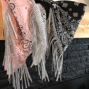 Rhinestone Fringe Bandana / Bachelorette / Bridesmaid Proposal Gift / Nash Bash / Let’s Go Girls / Disco Space Cowgirl Nashville