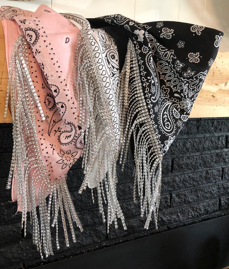 Rhinestone Fringe Bandana \/ Bachelorette \/ Bridesmaid Proposal Gift \/ Nash Bash \/ Let\u2019s Go Girls \/ Disco Space Cowgirl Nashville