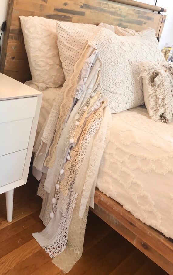 Modern Farmhouse Chic Pillow Sham Boho Shabby Chic Crochet Lace