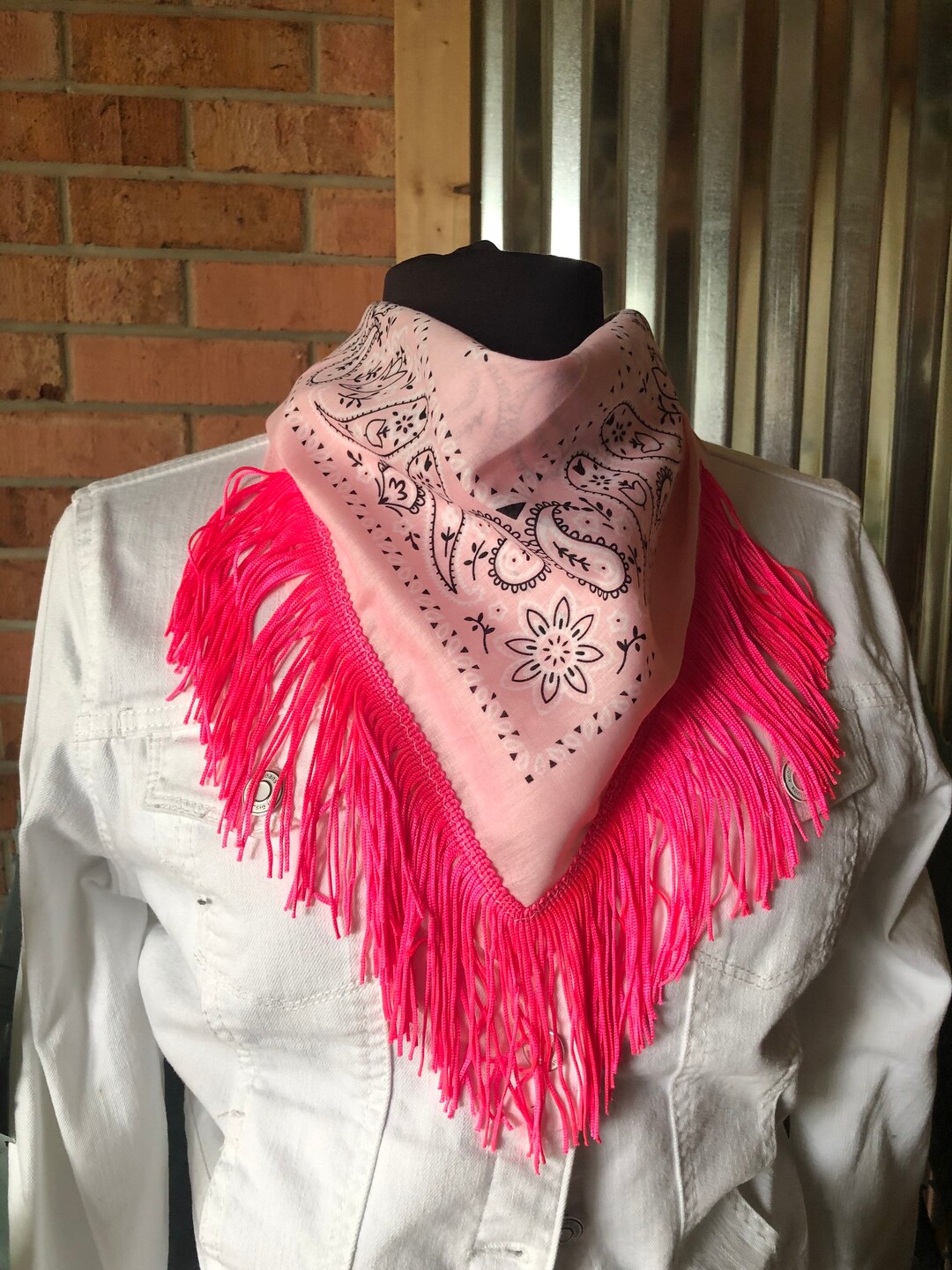 Lets Go Party Fringe Bandana Neon Pink Ken & Barbie Babe Etsy