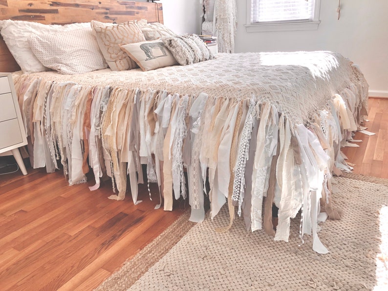 Boho Shabby Chic Bed Coverlet Bedspread Rustic Glam Bedding Etsy