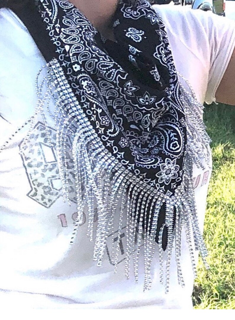 Rhinestone Fringe Bandana / Bachelorette Party / Bridesmaid Etsy