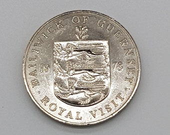 1978 Guernsey 25p Coin Royal Visit, Mirror Finish 38mm
