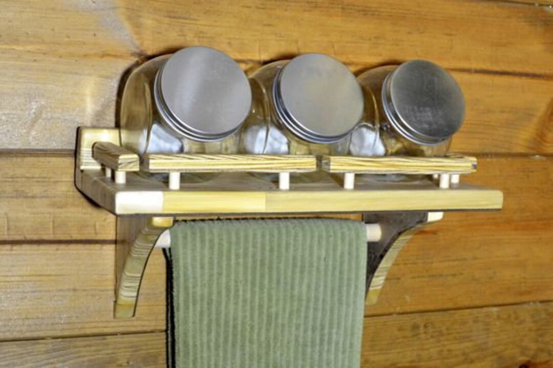 Cedar and Plywood Towel Rack & Canister Set Etsy