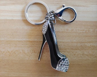 High-heeled Shoe Keychain Ring Crystal Shoes Keychains Women Charm Handbag Key Holder Girl Bag Jewelry,Bling for Best Friend