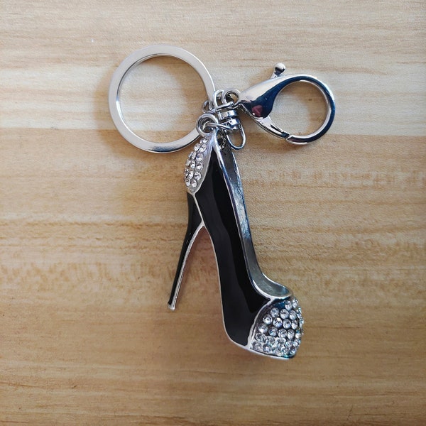 High-heeled Shoe Keychain Ring Crystal Shoes Keychains Women Charm Handbag Key Holder Girl Bag Jewelry,Bling for Best Friend