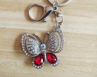 Butterfly keychain,animal keychain,butterfly charm, personalized keychain, initial keychain, initial charm,keychain jewelry for women,Silver