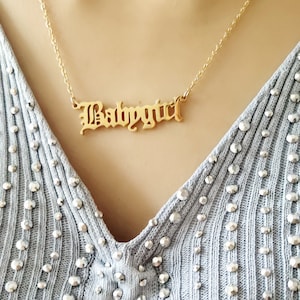 Collar de oro, Collar babygirl, Collar inglés antiguo Joyería de collar hecho a mano personalizado, Collar de número de ángel, Regalo para ella