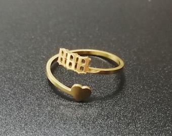 Anillo con número angelical: joyería espiritual de acero inoxidable