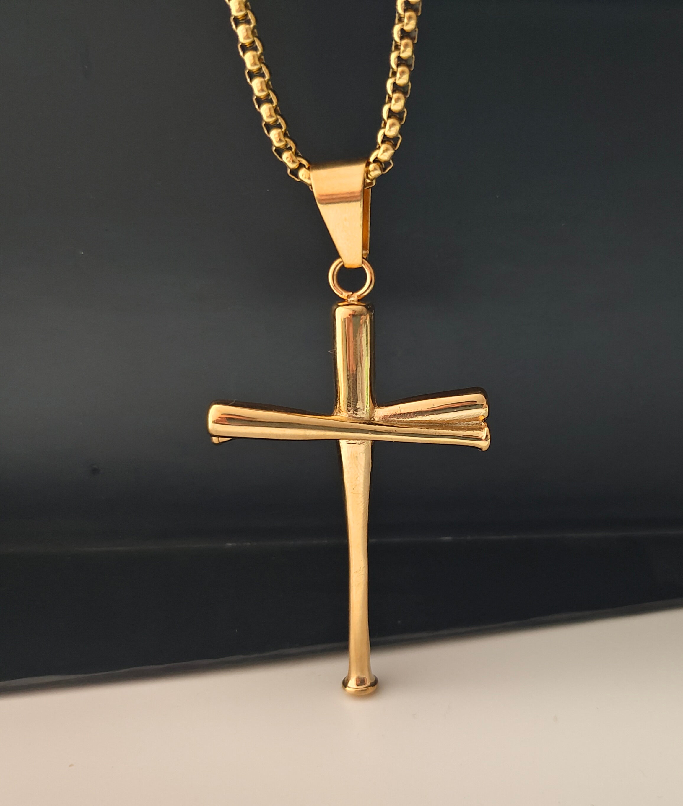 Silver Baseball Bat Cross Design Pendant Men Necklace Chain Sport Biker  Jewelry | eBay