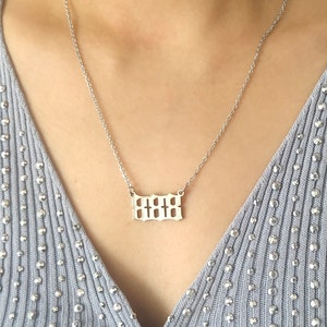 Silver Angel Number Necklace 111 222 333 444 555 666 777 888 999 Necklace Old English Necklace Stainless Steel Numerology Jewelry