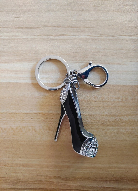 High-heeled Shoe Keychain Ring Crystal Shoes Keychains Women Charm Handbag  Key Holder Girl Bag Jewelry,bling for Best Friend 