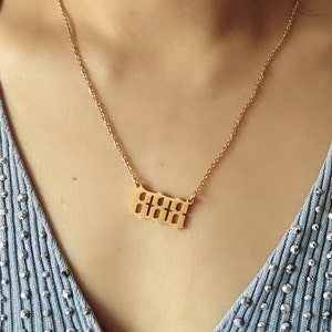 Angel number necklace, Women Dainty Gold Necklace 111 222 333 444 555 666 777 888 999 Pendants Choker Chain Numerology Jewelry