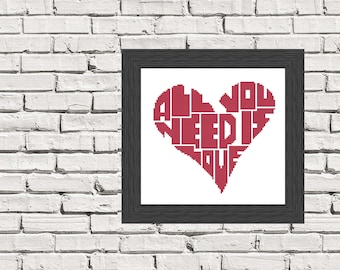 All You Need is Love - The Beatles - Song Lyrics - Cross Stitch Pattern - Instant Download