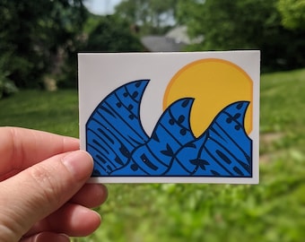 Happiness Comes In Waves, Stickers for Laptops, Bumpers, and Water Bottles