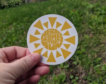 Aquí viene el sol, The Beatles, letras de canciones, pegatinas para portátiles, parachoques, carpetas y botellas de agua