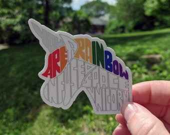 Rainbow Space Unicorn Sticker - Leslie Knope Parks and Rec Quote