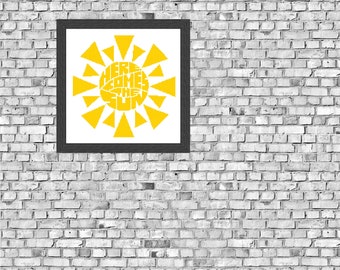 Here Comes The Sun, The Beatles, Song Lyrics, Cross Stitch Pattern,  Instant Download