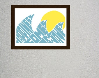 Happiness Comes in Waves - Quote - Cross Stitch Pattern - Instant Download