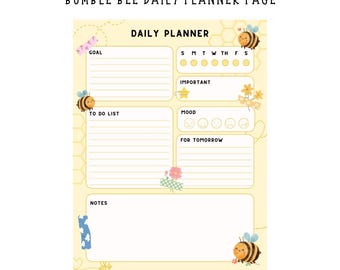 Bumble Bee Themed Digital Planner - Daily Planner Page