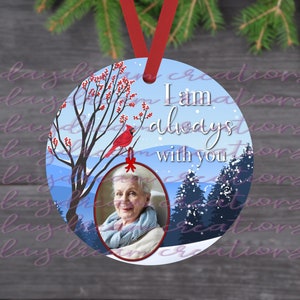 I Am Always With You Cardinal Memorial Ornament Design - Sublimation Design - Round Ornament Design - Digital Download