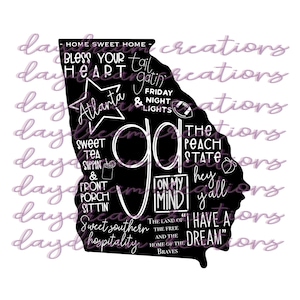 Georgia Text Filled State Design - State Of GA Design - Sublimation Design - Digital Download