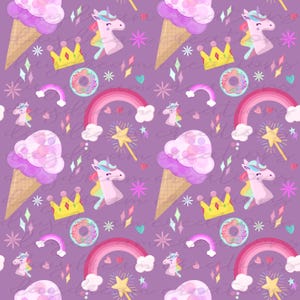 Hand-Drawn Colorful Magical Unicorn Rainbow Seamless Repeat Pattern 300 DPI Instant Download Sublimation Vinyl Fabric Design High Quality