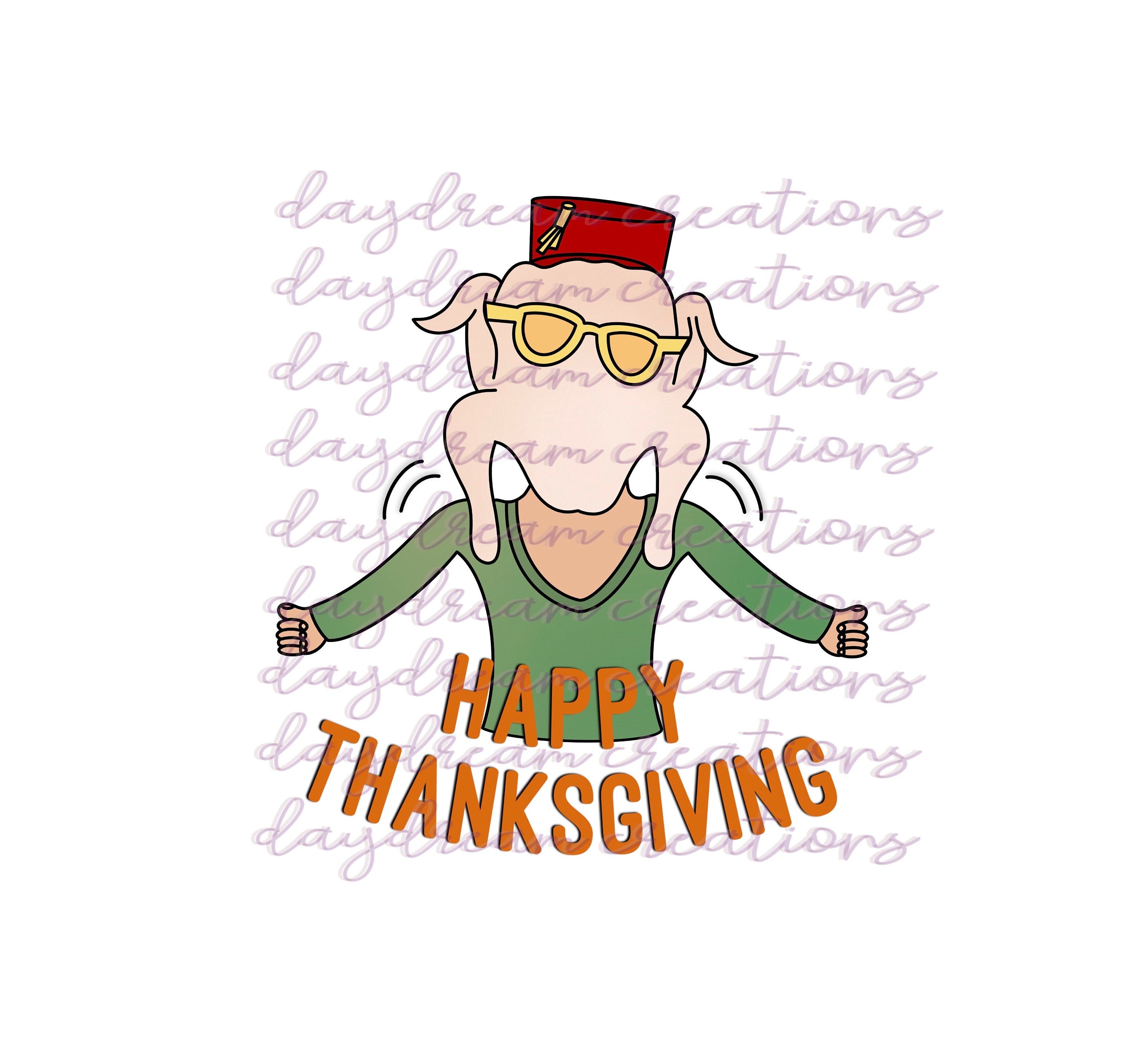 Happy Thanksgiving Handdrawn Friends Turkey Head Monica Etsy