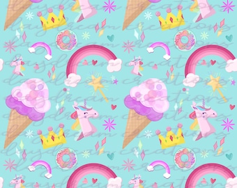 Hand-Drawn Colorful Magical Unicorn Rainbow Seamless Repeat Pattern 300 DPI Instant Download Sublimation Vinyl Fabric Design High Quality