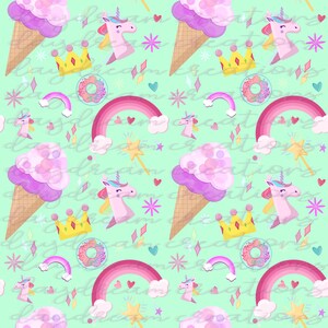 Hand-Drawn Colorful Magical Unicorn Rainbow Seamless Repeat Pattern 300 DPI Instant Download Sublimation Vinyl Fabric Design High Quality