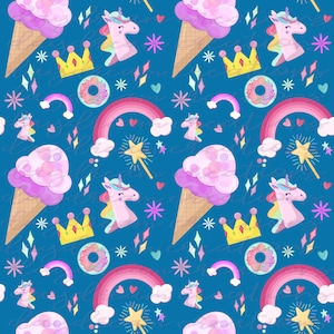 Hand-Drawn Colorful Magical Unicorn Rainbow Seamless Repeat Pattern 300 DPI Instant Download Sublimation Vinyl Fabric Design High Quality