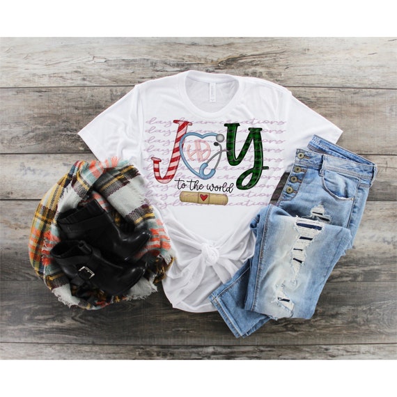 2 Designs - Joy To The World Stethoscope Design - Christmas Nurse / Doctor Sublimation Design - Sublimation Design - Digital Download