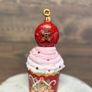 Fake Christmas cupcake, Macaron ornament cupcake, Tiered  tray decor,  fake sweets , Photo prop, Gingerbread, cupcake lover, Christmas decor