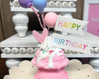 Happy birthday ice cream scoop, ice cream,  tier tray decor, Photo props, fake sweets, cookie prop, birthday prop