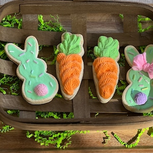 Fake carrot sugar cookies, Faux cookies, Easter bunny cookie, bunny tier tray decor, Photo props, fake sweets, Fake bake, cookie prop