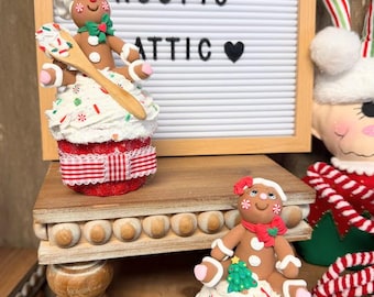 Fake gingerbread cupcake, Christmas gingies , Tiered  tray decor,  fake sweets , Photo prop, Gingerbread, cupcake lover, Christmas decor