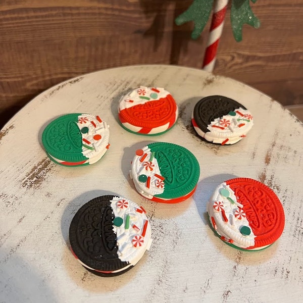 Sets of Fake cookies, Christmas cookies, Peppermint twist cookie,  Faux cookies, tier tray decor, Photo props, fake sweets, cookie prop