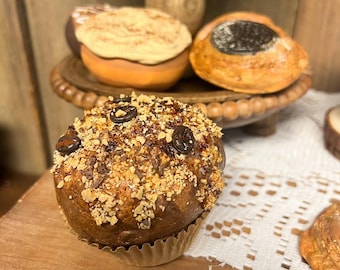 Faux Muffins, Espresso Bean Toffee Crunch, Primitive Tiered Tray Decor