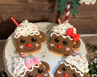 Cocoa mug  Gingerbread, Fake cookies, Christmas cookies, Faux cookies, tier tray decor, Photo props, fake sweets, cookie prop
