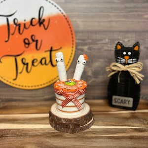 Fake mummy Halloween cupcake, spiders, Sweet  Fall decor, Halloween Tiered  tray decor,  fake sweets , Photo prop, Fake food, Spooky