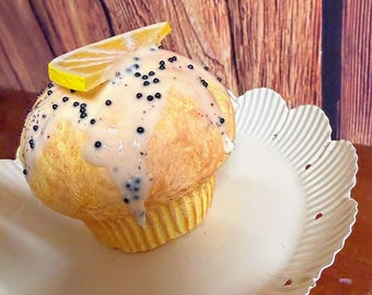 Faux muffins, lemon poppy seed, Tiered Tray Decor