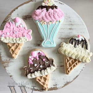 Fake ice cream cookie, Tiered  tray decor, strawberry cookies, chocolate ice cream, fake sweets, cookie prop