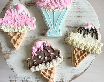 Fake ice cream cookie, Tiered  tray decor, strawberry cookies, chocolate ice cream, fake sweets, cookie prop