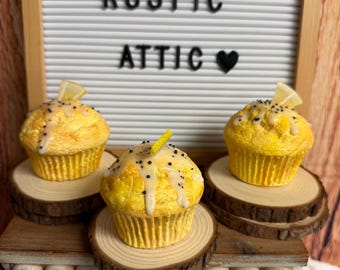 Faux Lemon Poppy Seed Muffins, Kitchen Decor, Handmade Fake Food