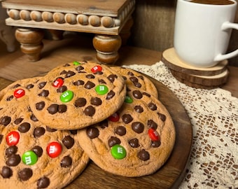 Fake Christmas chocolate chip cookie, kitchen cookies, home decor, tier tray decor, Photo props, sweets decor, chocolate lover
